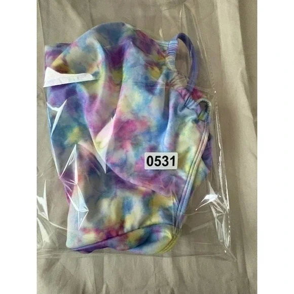 Cat & Jack Girls Sz L10/12 Swimsuit Multicolor Tie Dye One Piece Crisscross Back - Picture 10 of 10